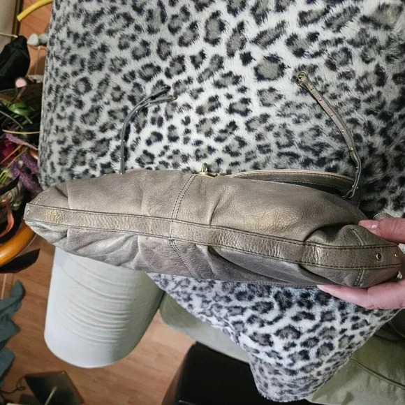 Hayden Harnett | Georgous Leather Iridescent  Greige Baguette Shoulder Bag - Picture 8 of 17